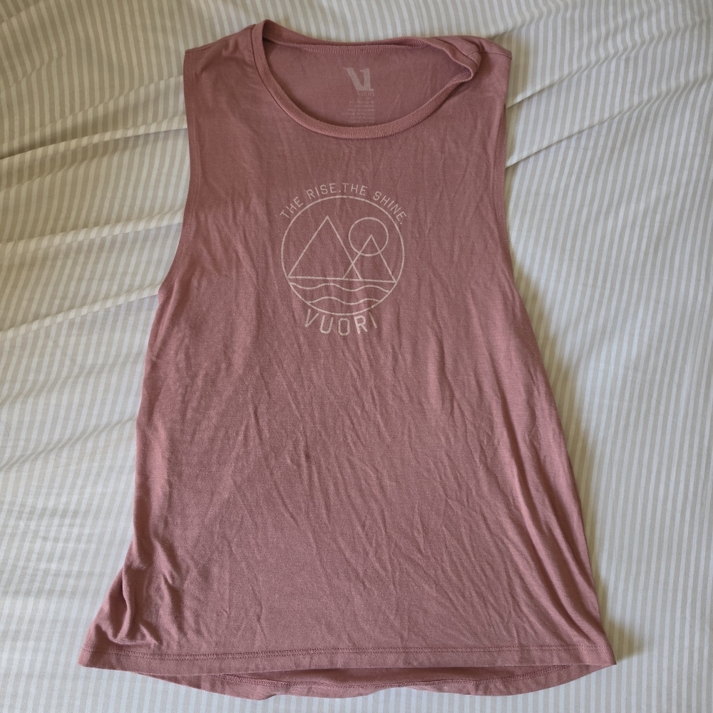 Vuori Women’s Pink Sleeveless Muscle Tank - The Rise, The Shine Graphic